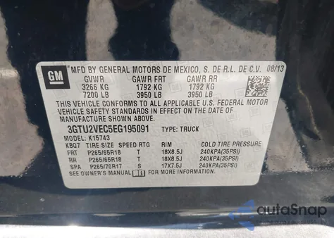 2014 GMC Sierra 1500 Slt z USA, uszkodzony, nr VIN 3GTU2VEC5EG195091